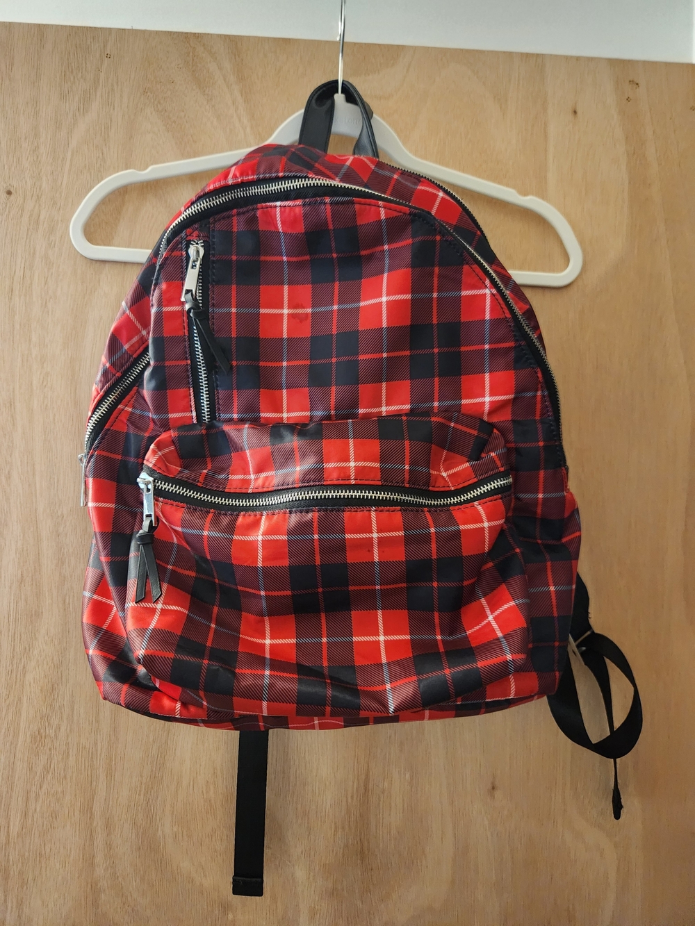 No Boundaries Red and Black Plaid Backpack